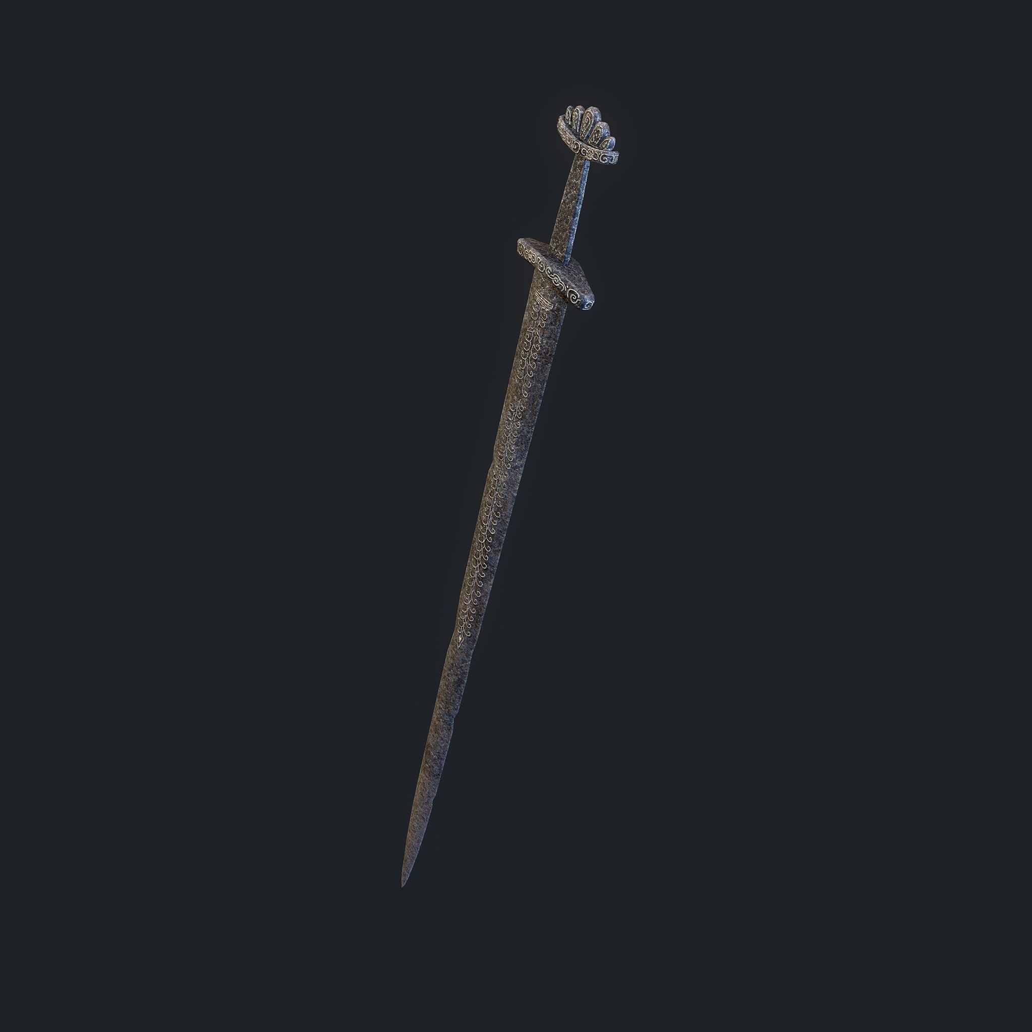 Viking Sword Inlaid Low-poly 3D model_16