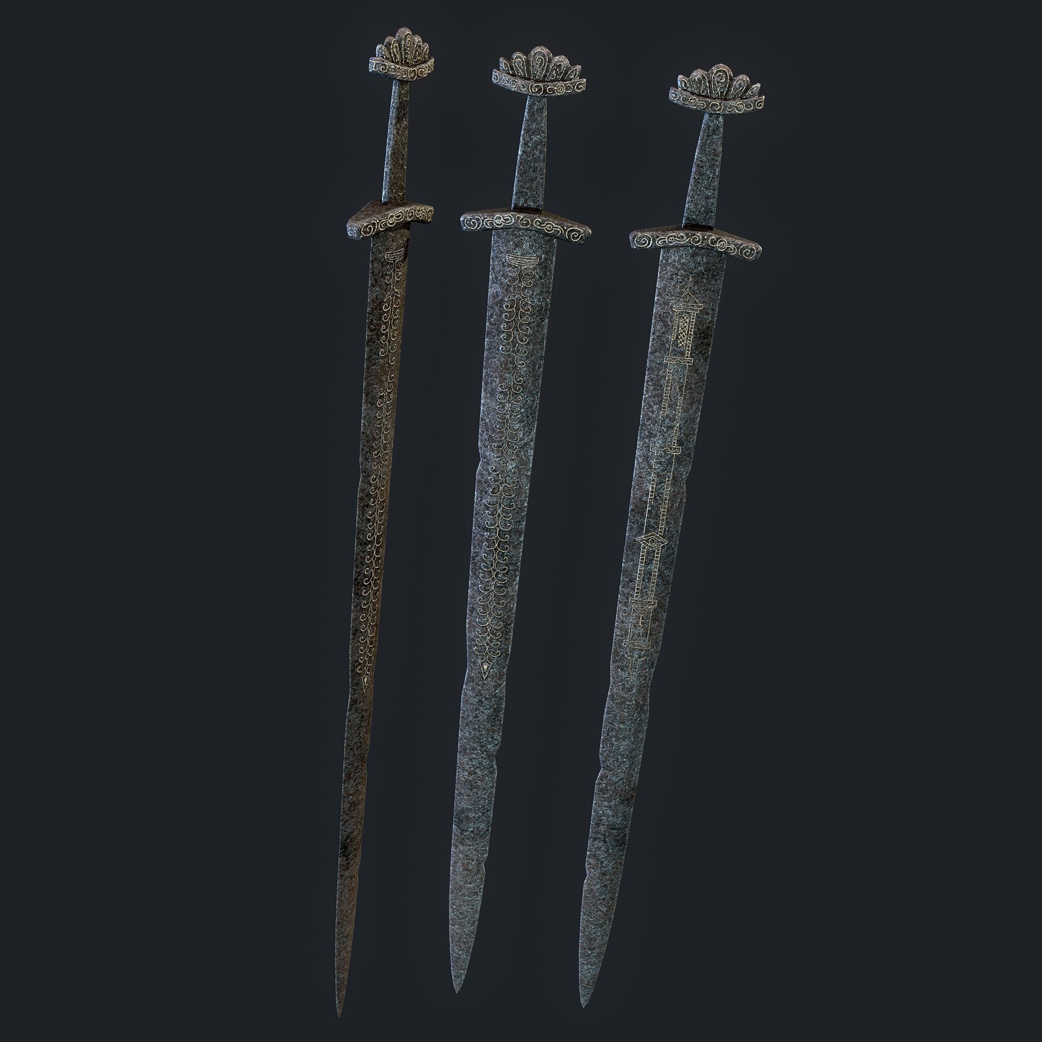 Viking Sword Inlaid Low-poly 3D model_24