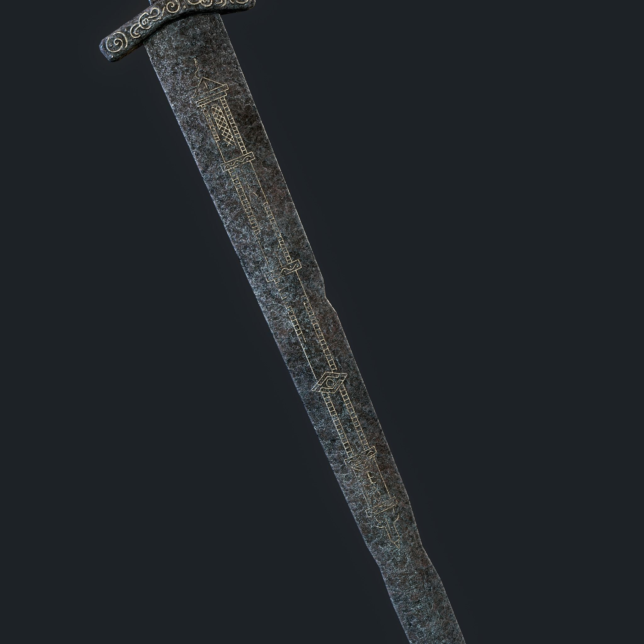 Viking Sword Inlaid Low-poly 3D model_6