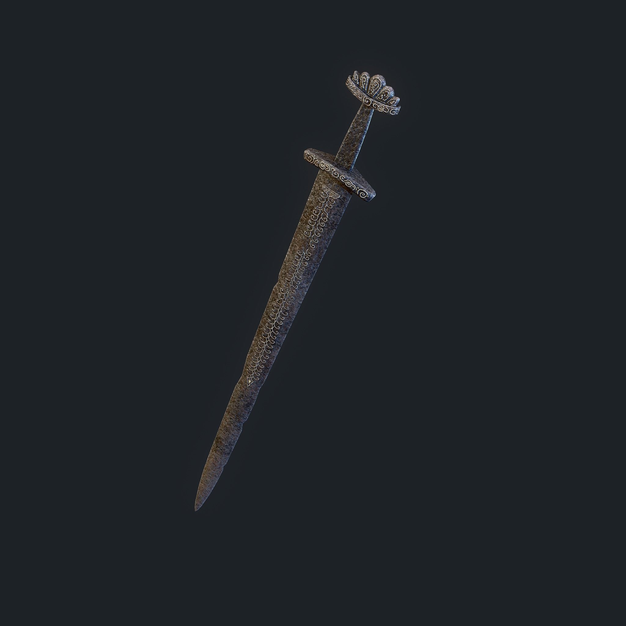 Viking Sword Inlaid Low-poly 3D model_17