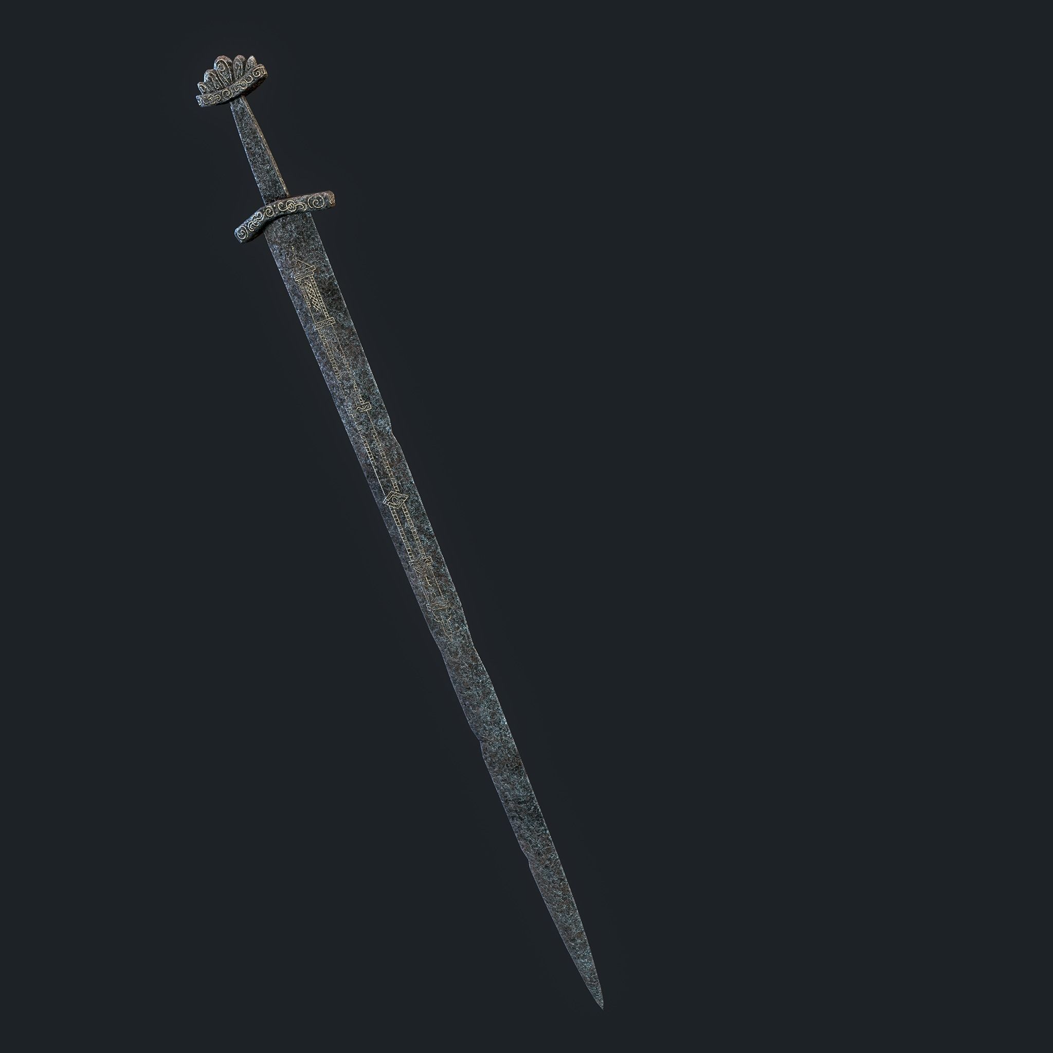 Viking Sword Inlaid Low-poly 3D model_14