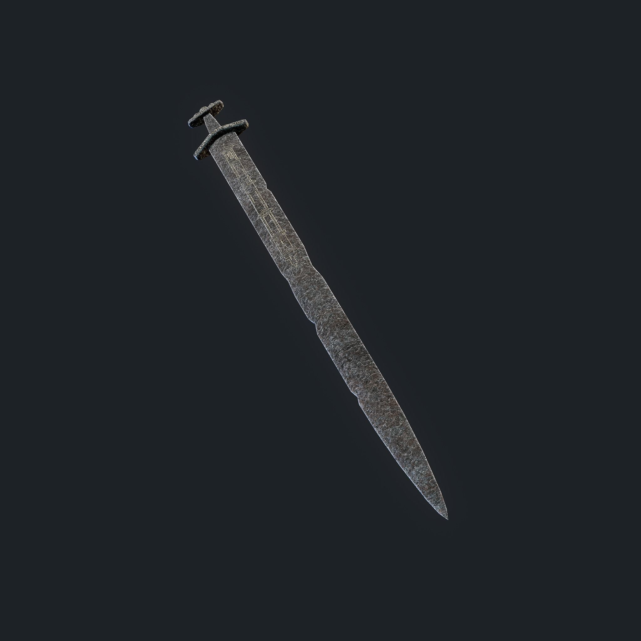 Viking Sword Inlaid Low-poly 3D model_9