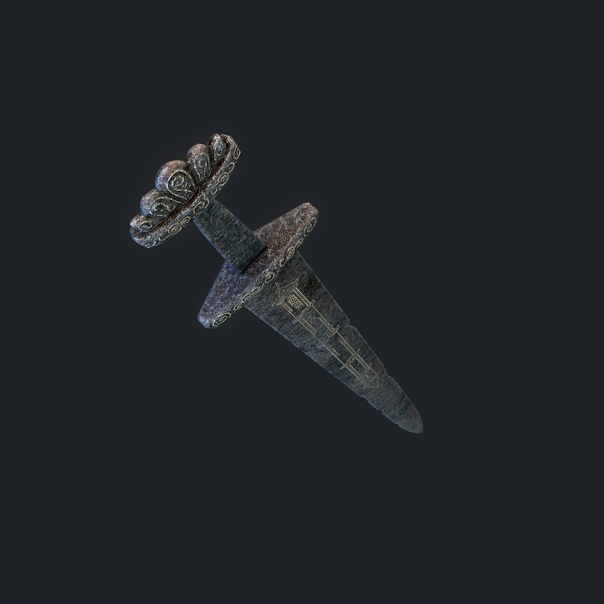 Viking Sword Inlaid Low-poly 3D model_13