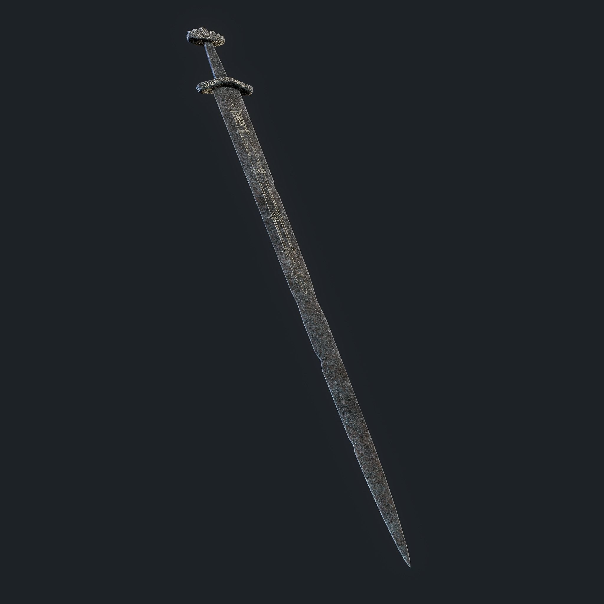 Viking Sword Inlaid Low-poly 3D model_10