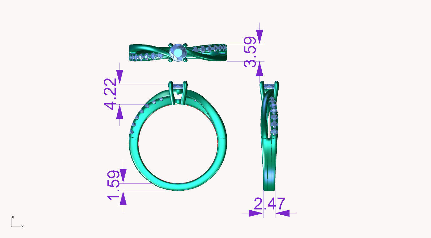 ZDR073 diamond engagement ring gold 3D print model_5