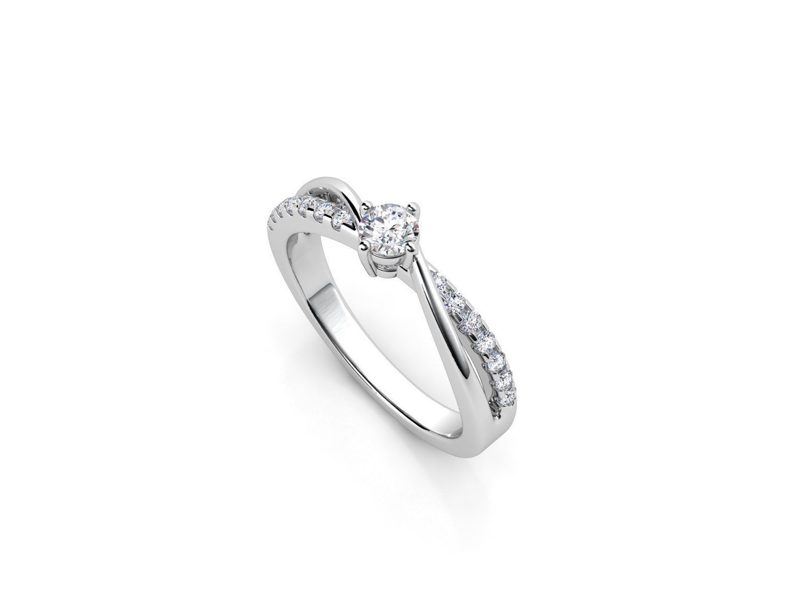 ZDR073 diamond engagement ring gold 3D print model_1