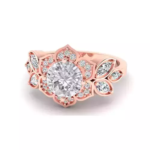 3DM Format Vintage sunflower promise ring for her