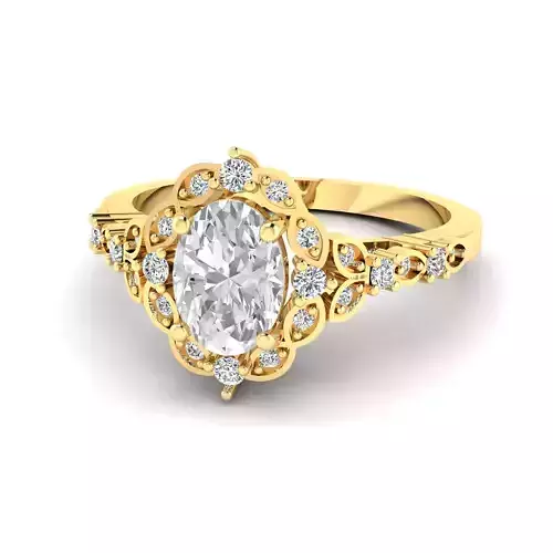 3DM Format Vintage oval shape sunflower wedding ring for her