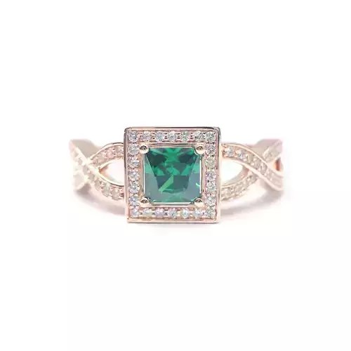 3DM Format Princess cut with twisted band wedding ring