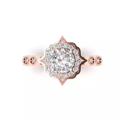 3DM Format Art deco sunflower engagement ring for women