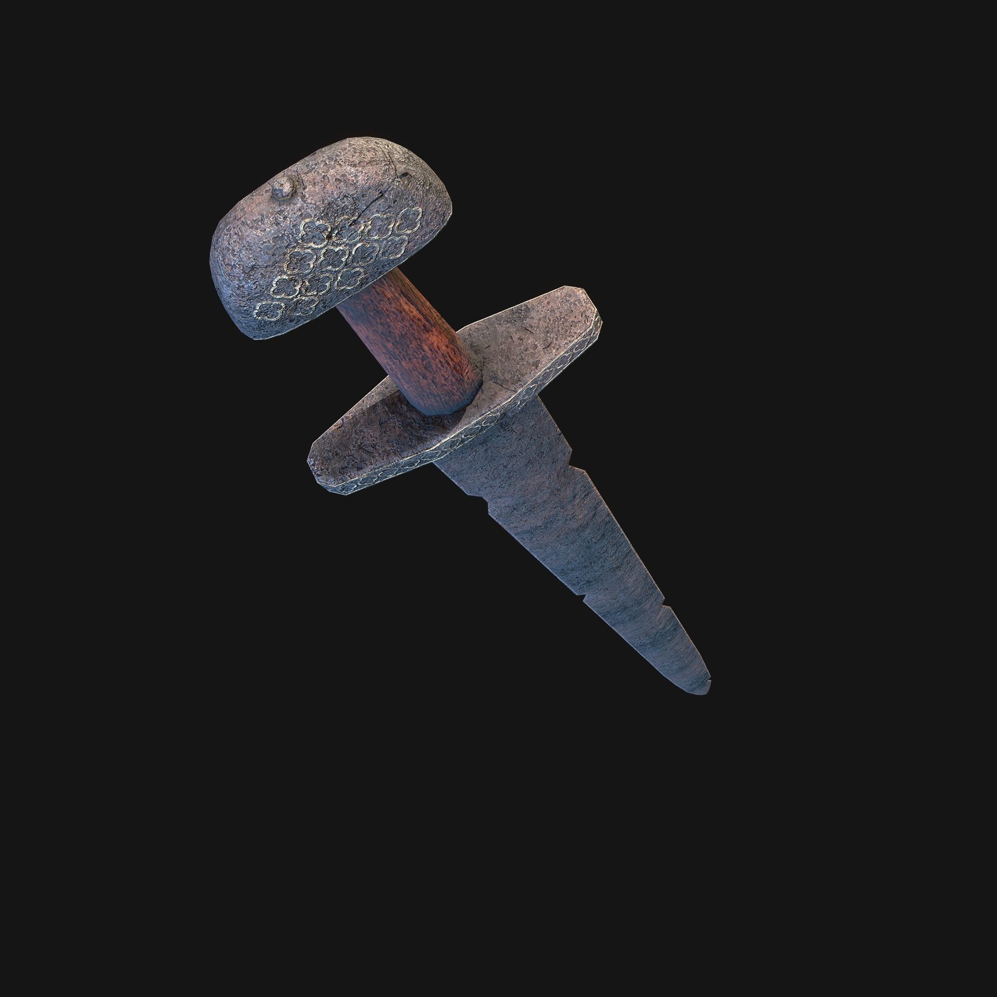 Viking Sword Wooden Hilt Low-poly 3D model_9