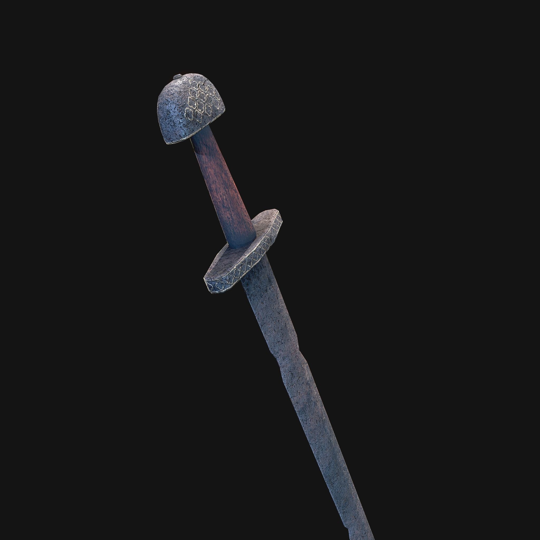 Viking Sword Wooden Hilt Low-poly 3D model_3