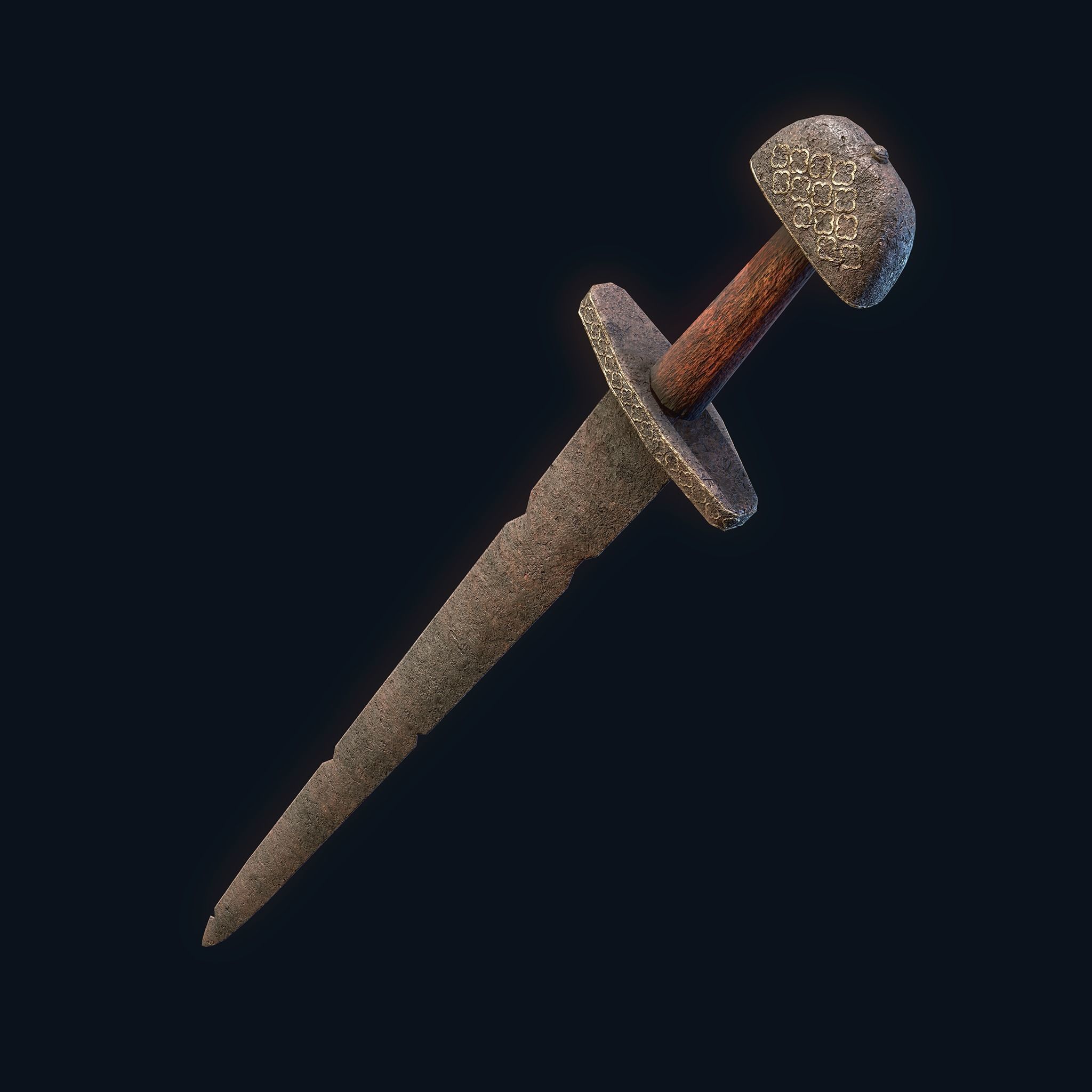 Viking Sword Wooden Hilt Low-poly 3D model_7