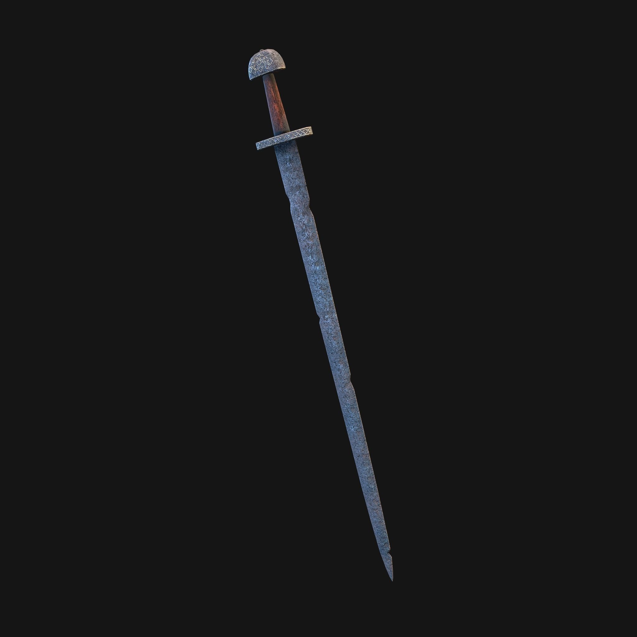 Viking Sword Wooden Hilt Low-poly 3D model_11