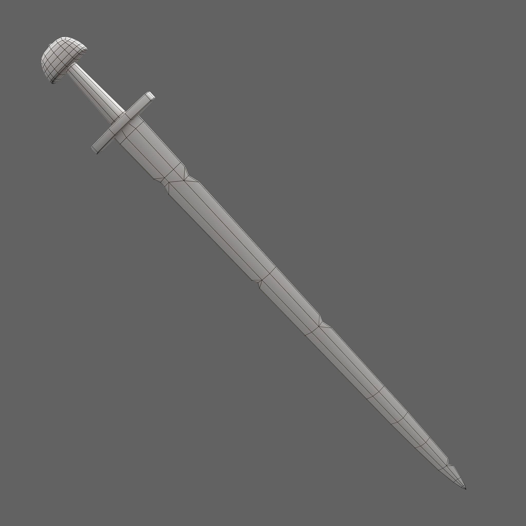 Viking Sword Wooden Hilt Low-poly 3D model_29