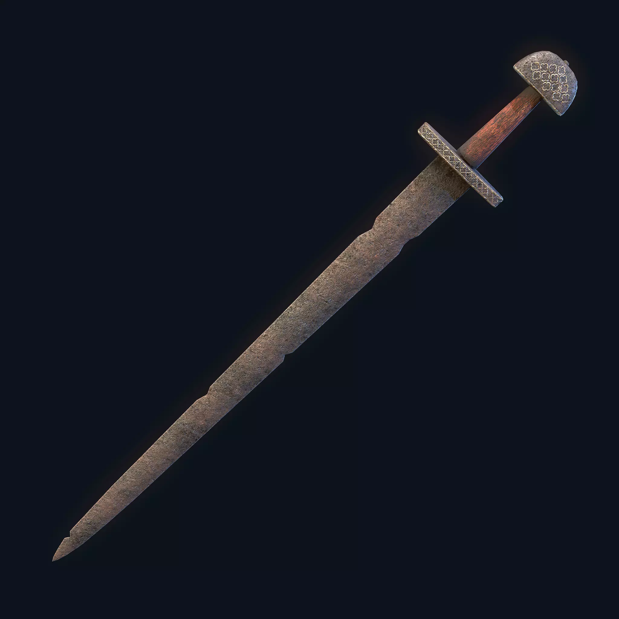 Viking Sword Wooden Hilt Low-poly 3D model_0