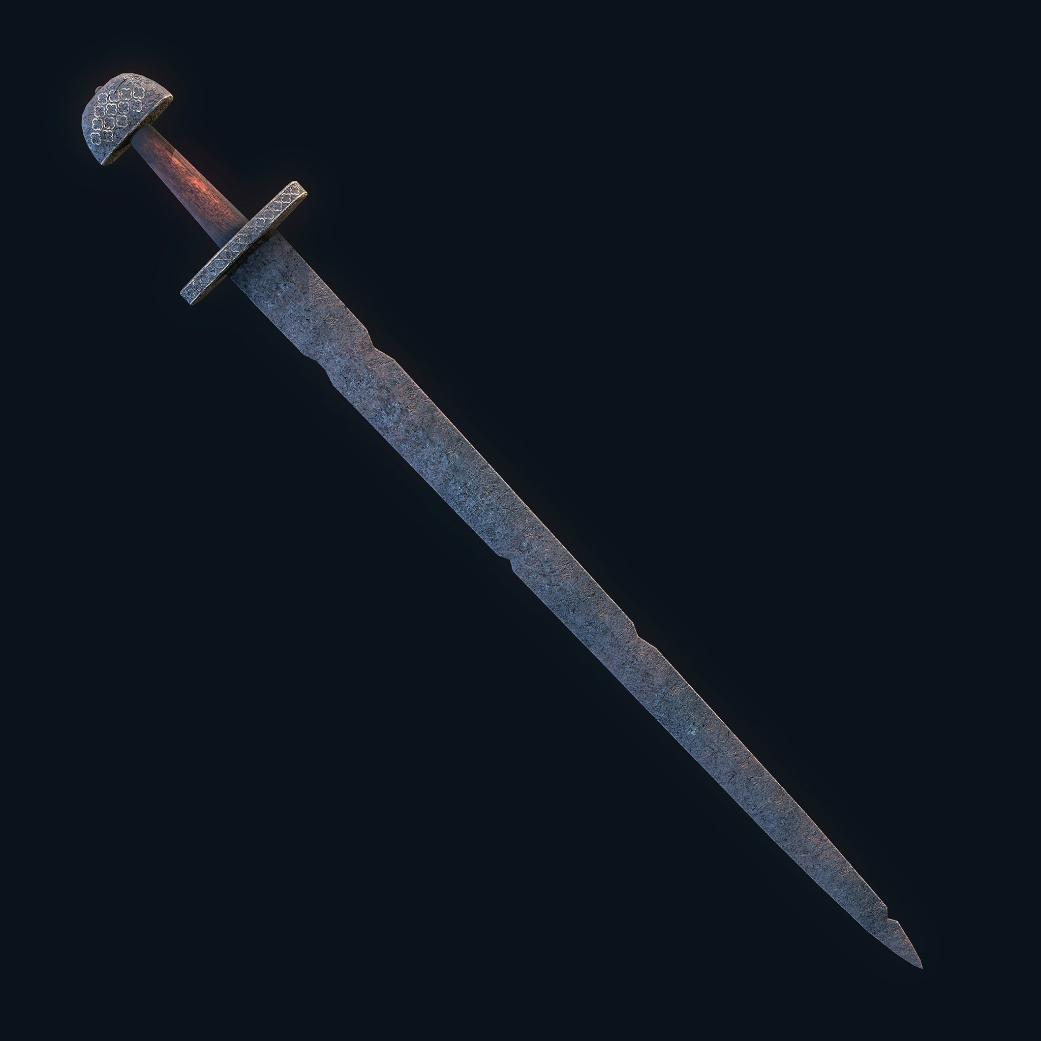 Viking Sword Wooden Hilt Low-poly 3D model_5
