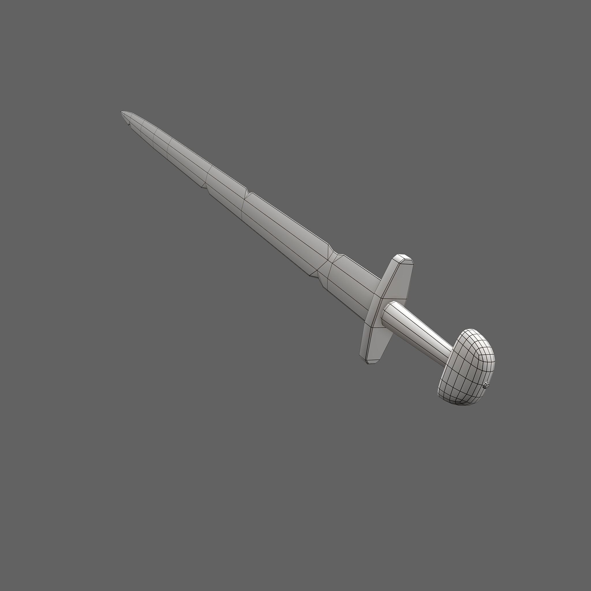 Viking Sword Wooden Hilt Low-poly 3D model_49
