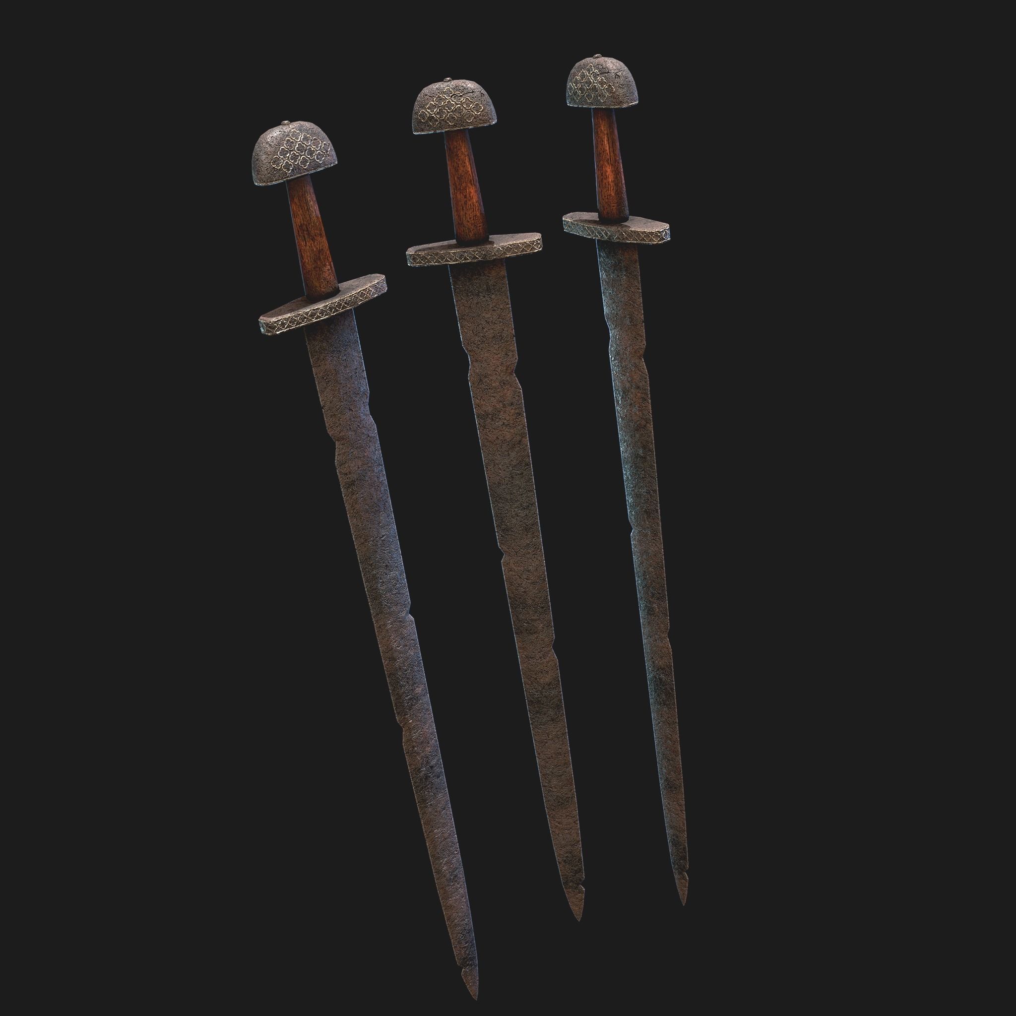 Viking Sword Wooden Hilt Low-poly 3D model_21