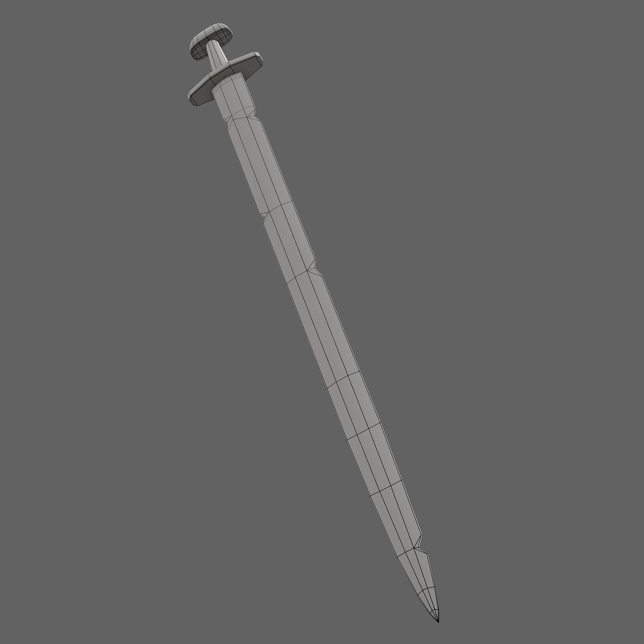 Viking Sword Wooden Hilt Low-poly 3D model_40