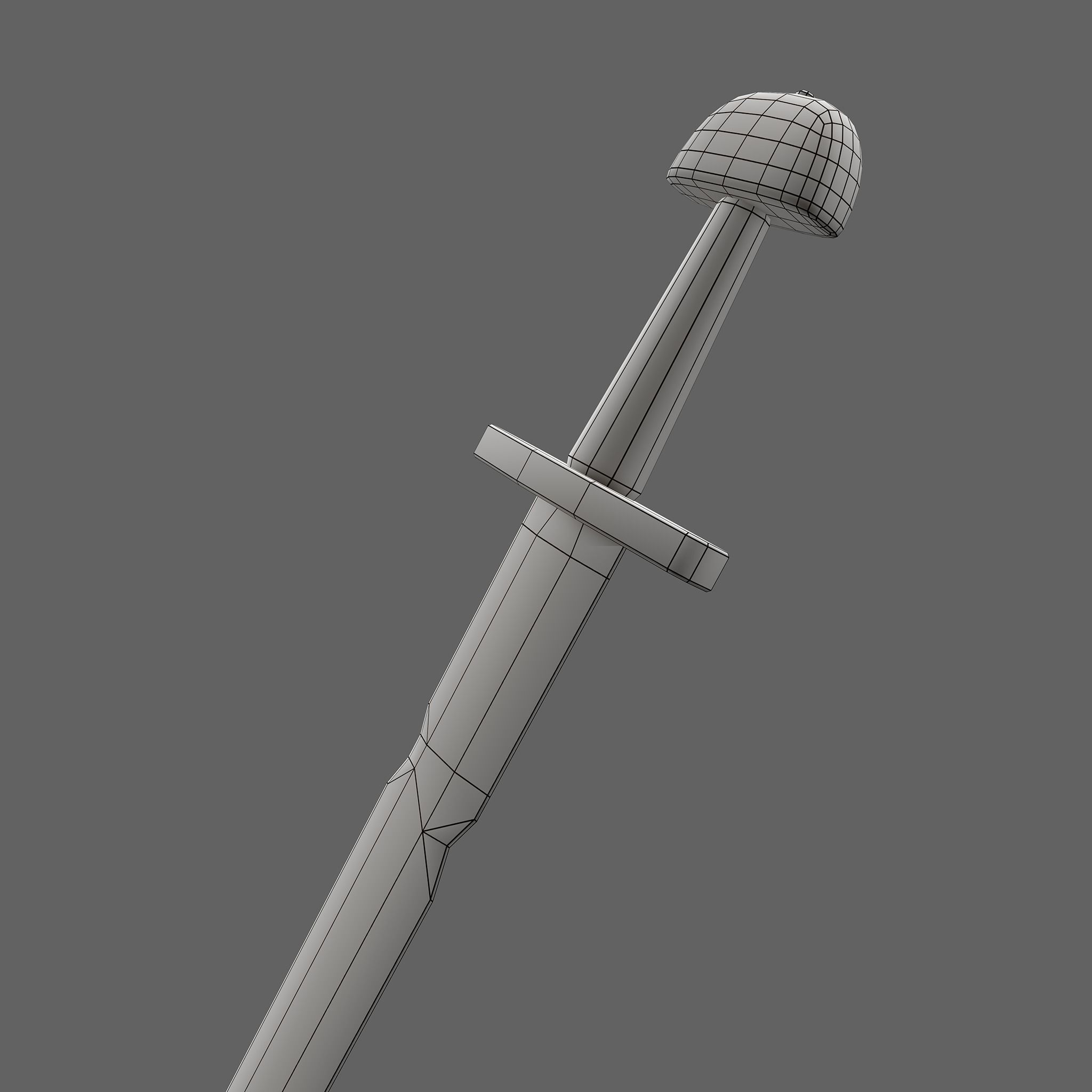 Viking Sword Wooden Hilt Low-poly 3D model_46