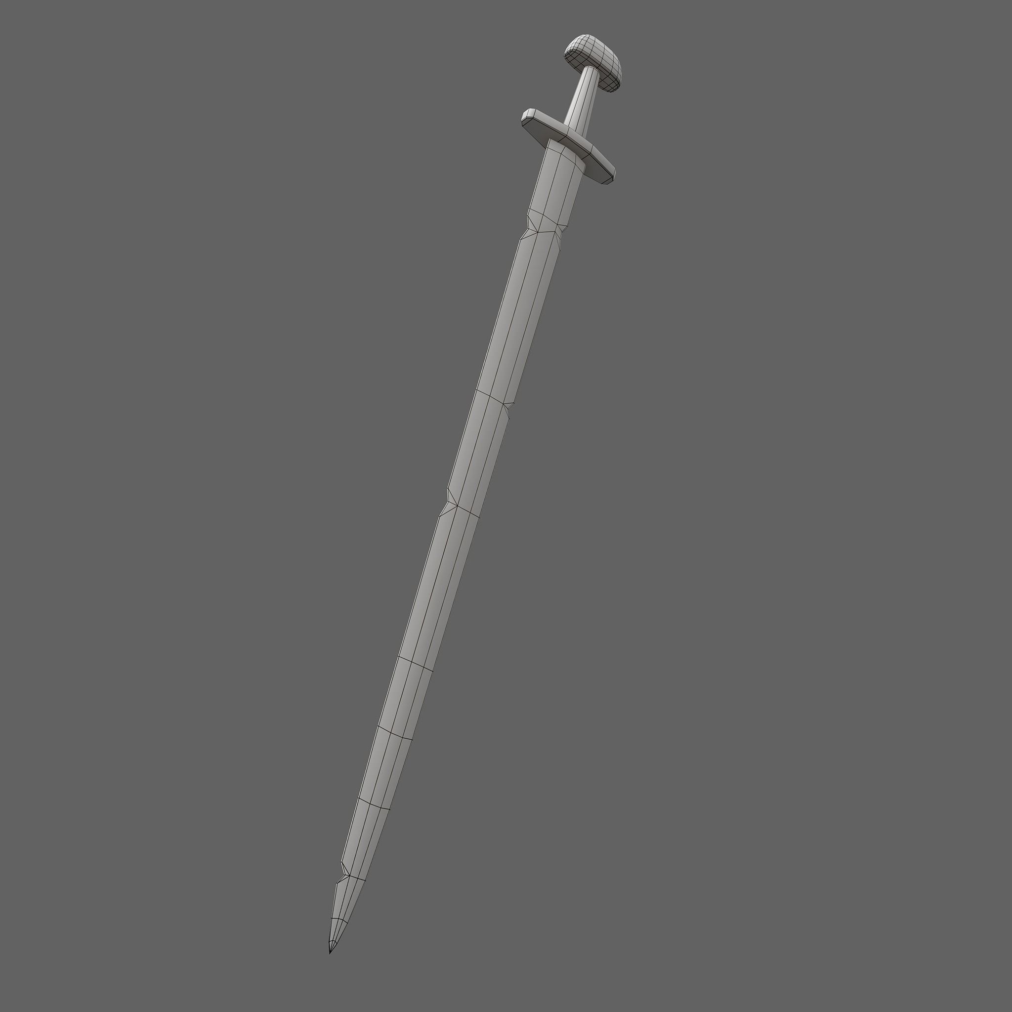 Viking Sword Wooden Hilt Low-poly 3D model_42