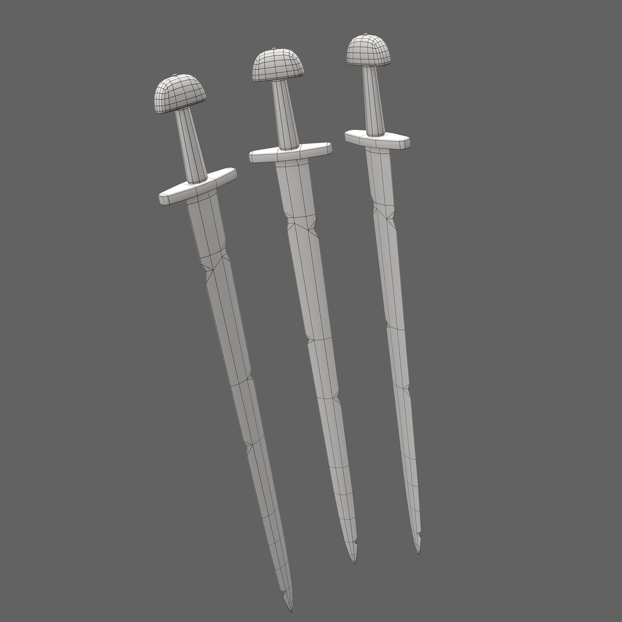 Viking Sword Wooden Hilt Low-poly 3D model_47