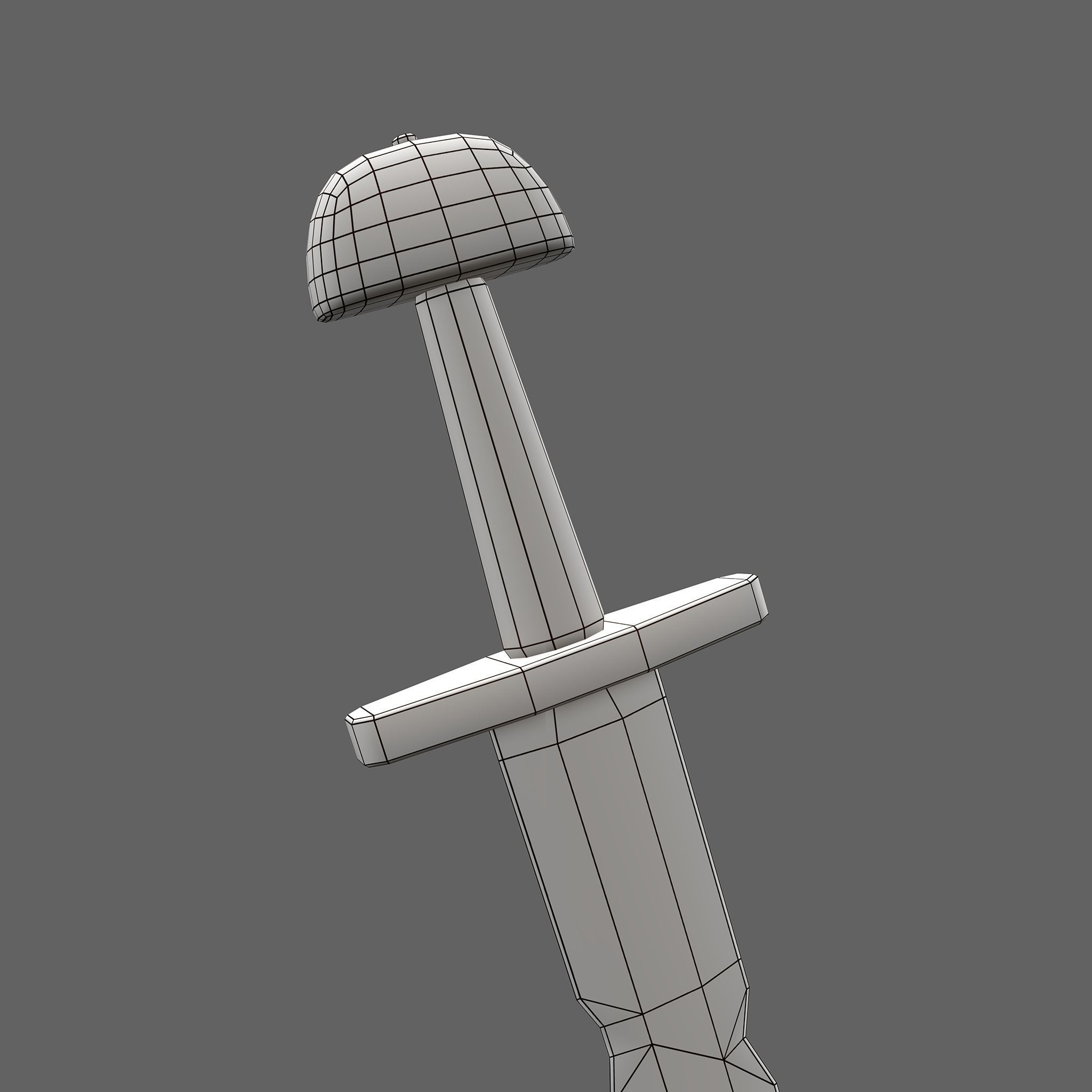 Viking Sword Wooden Hilt Low-poly 3D model_35