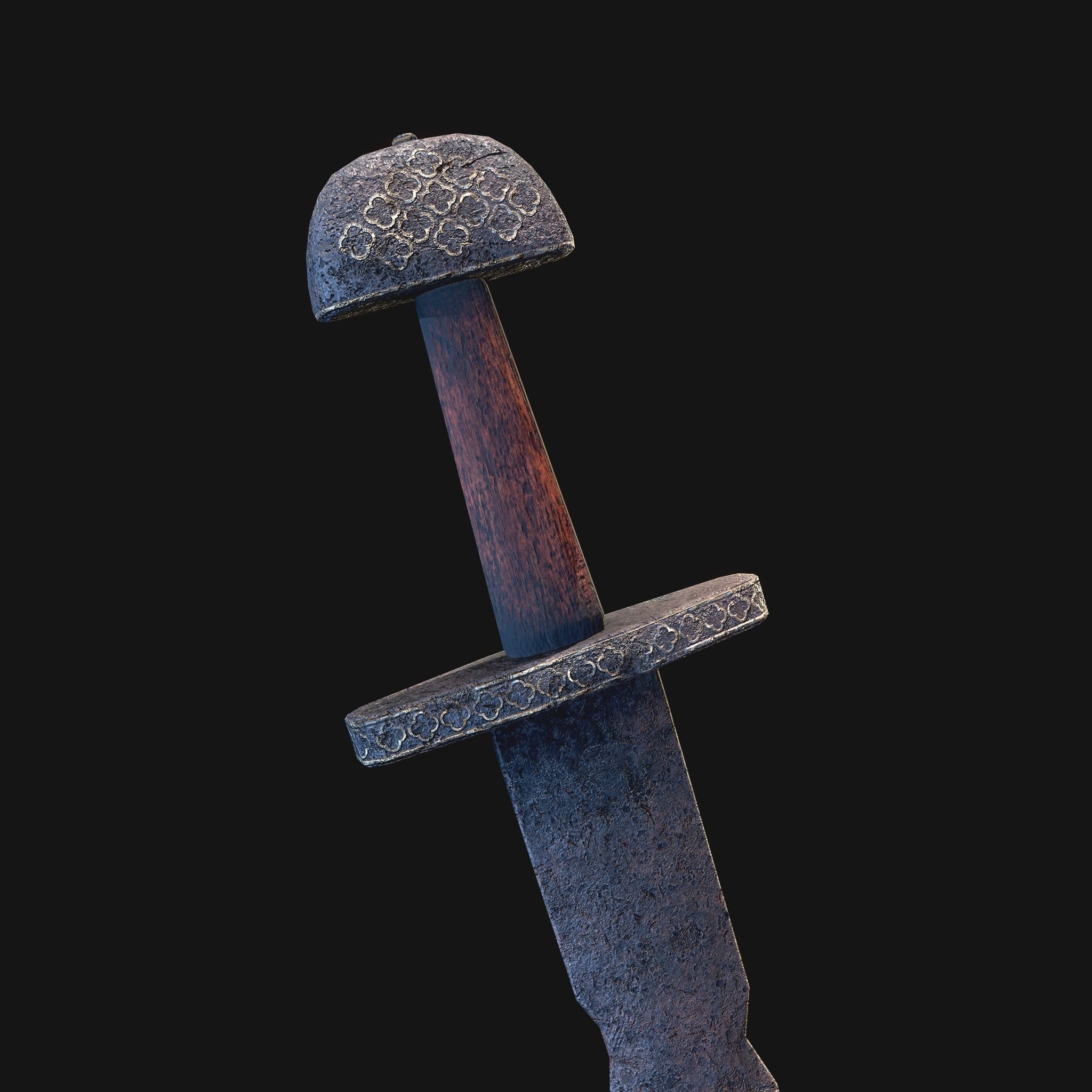 Viking Sword Wooden Hilt Low-poly 3D model_17