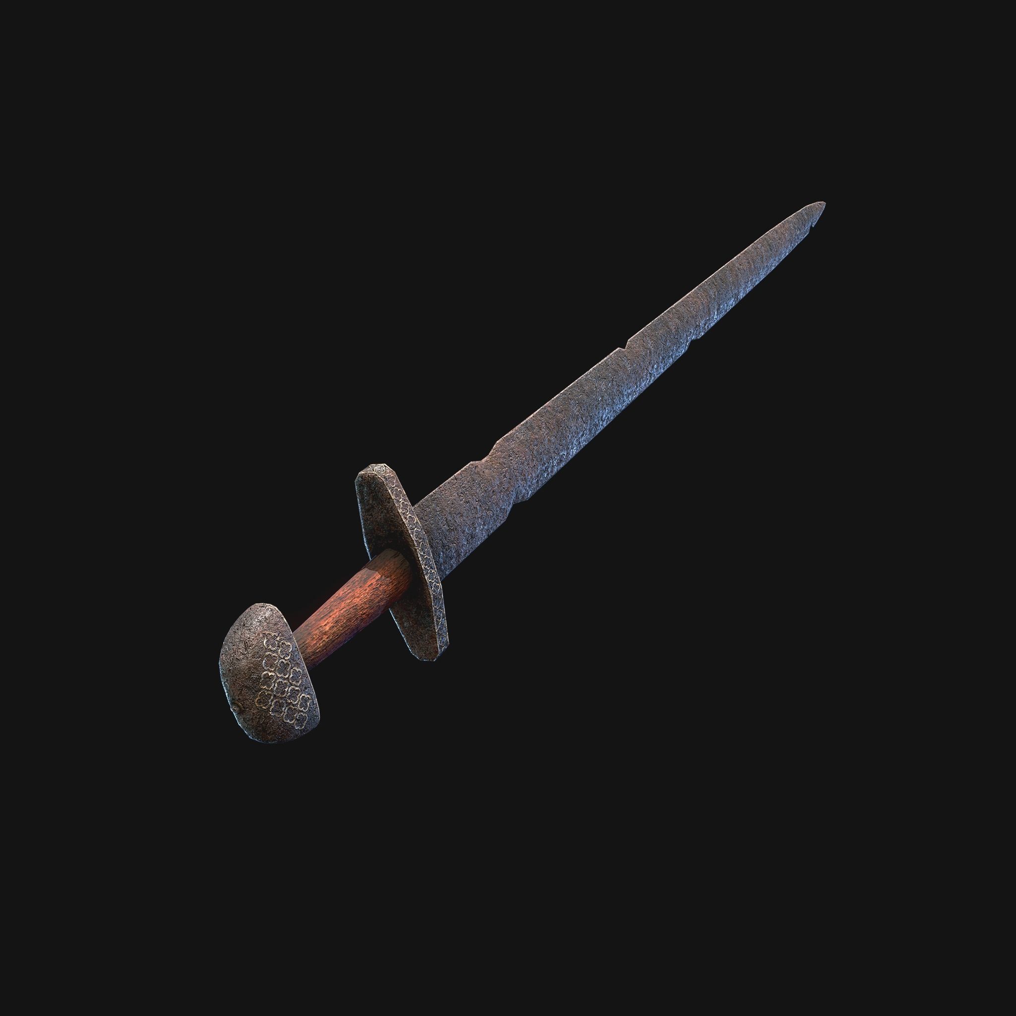 Viking Sword Wooden Hilt Low-poly 3D model_15