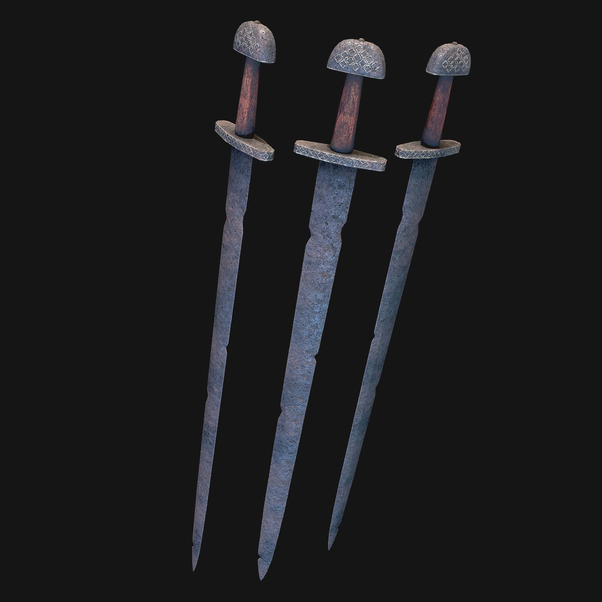 Viking Sword Wooden Hilt Low-poly 3D model_24