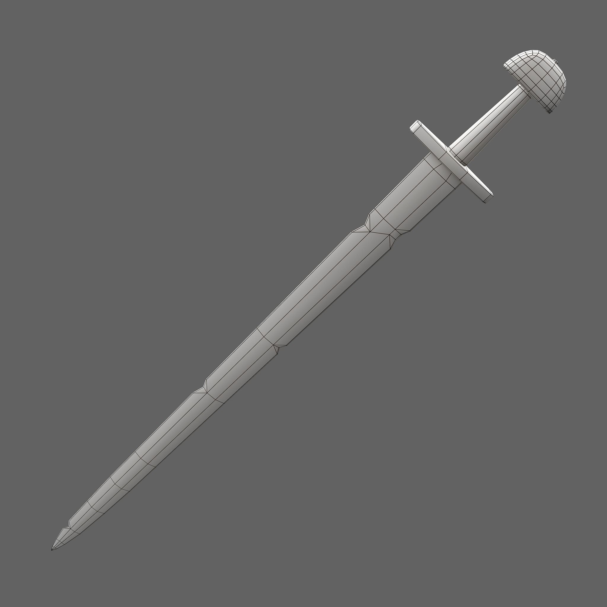 Viking Sword Wooden Hilt Low-poly 3D model_28