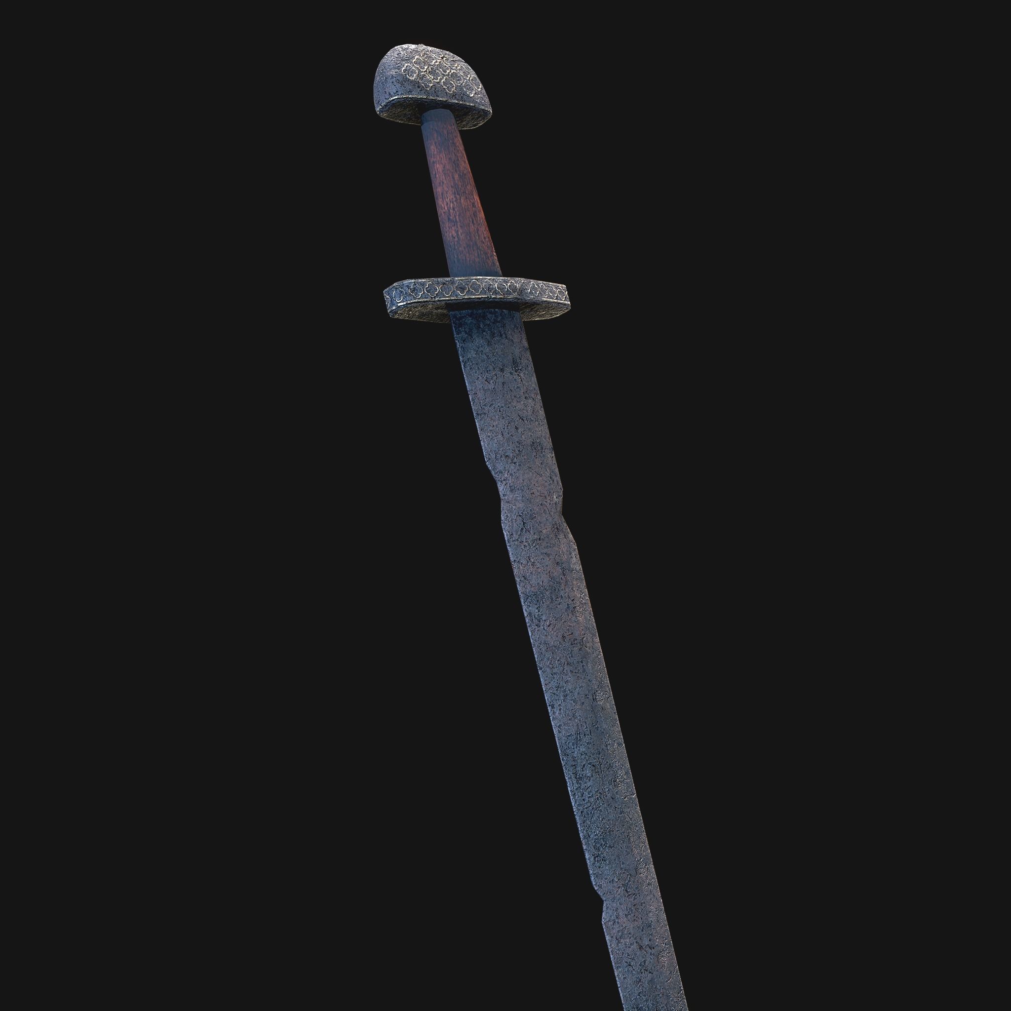 Viking Sword Wooden Hilt Low-poly 3D model_8