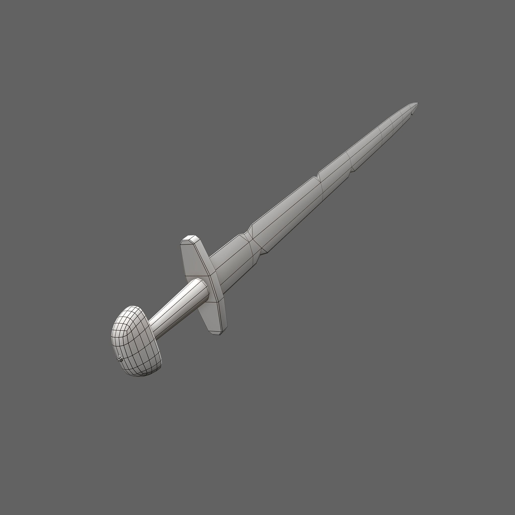 Viking Sword Wooden Hilt Low-poly 3D model_50