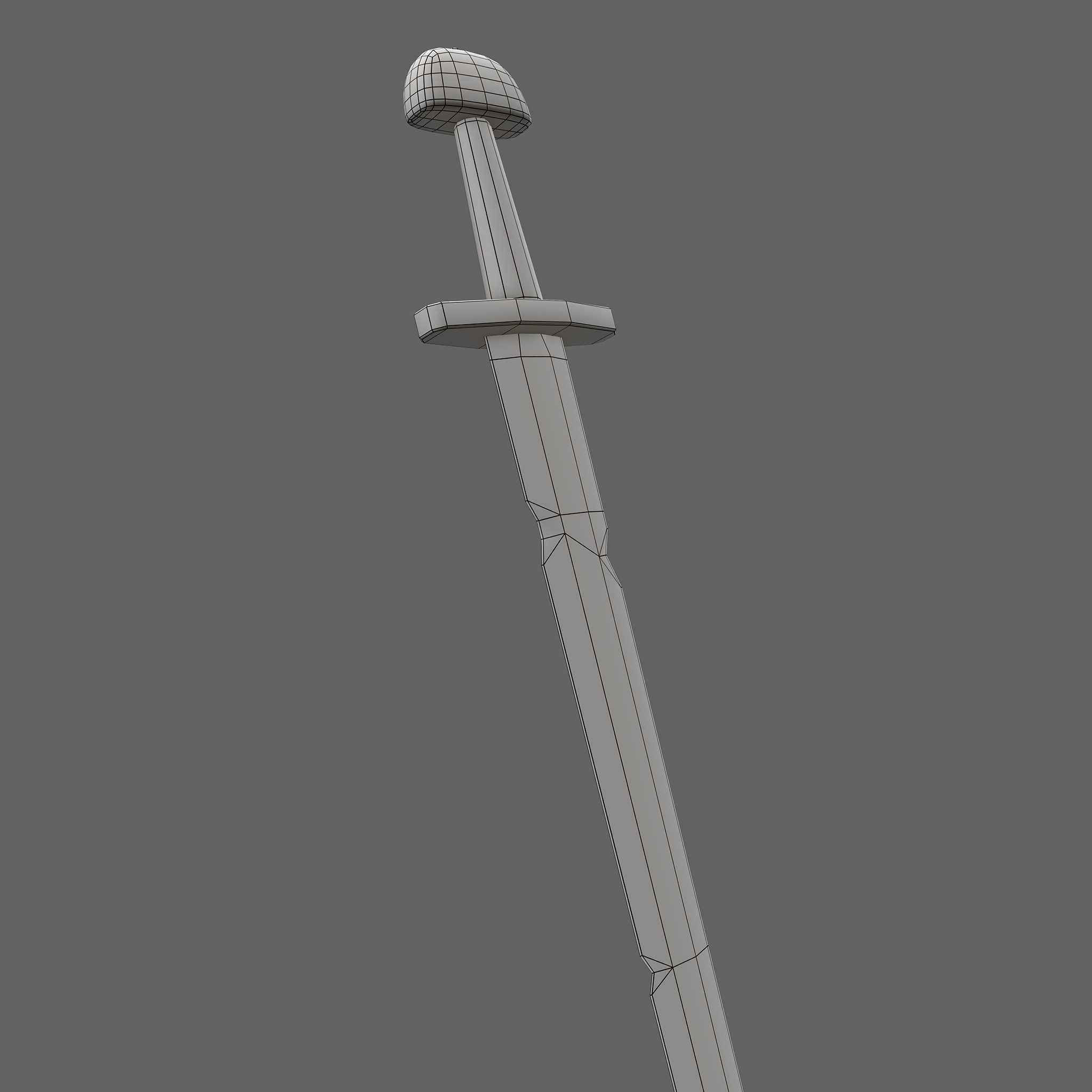 Viking Sword Wooden Hilt Low-poly 3D model_44