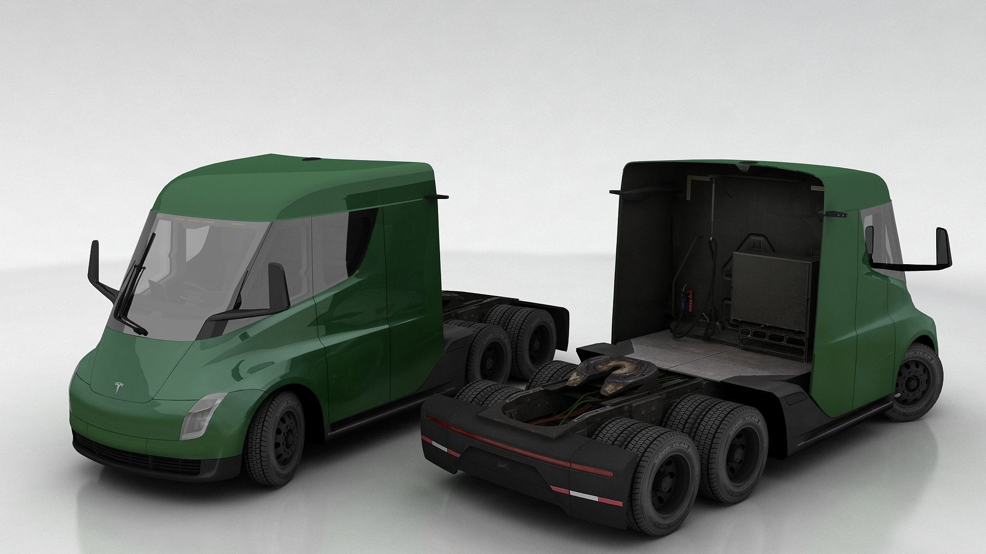 Tesla Semi Low-poly 3D model_19