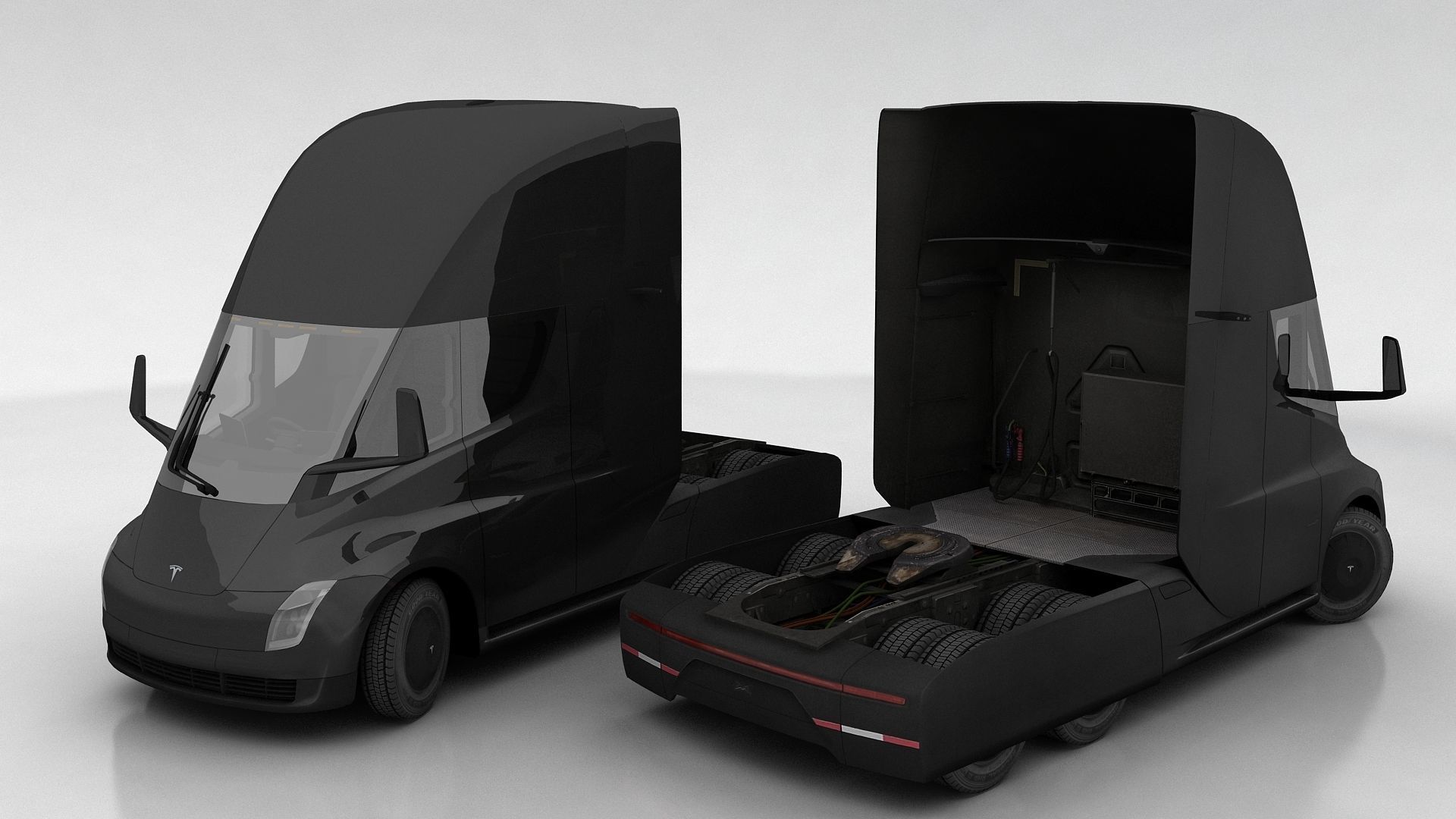 Tesla Semi Low-poly 3D model_6
