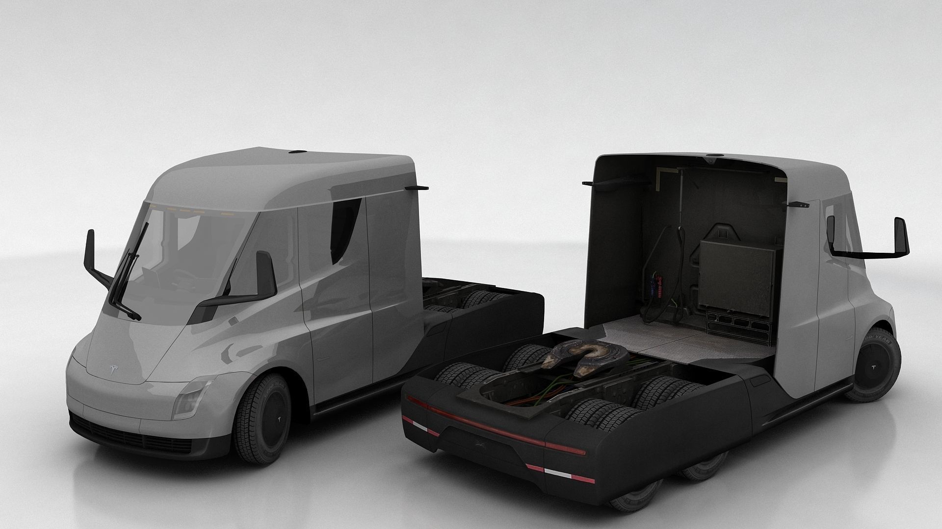 Tesla Semi Low-poly 3D model_10