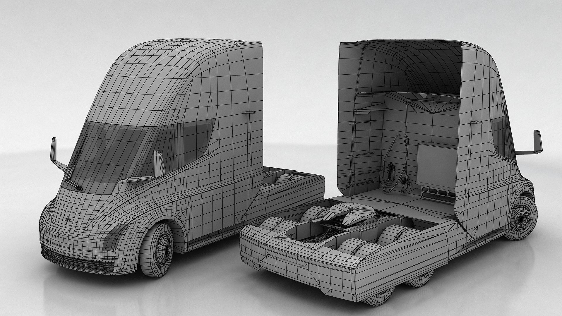 Tesla Semi Low-poly 3D model_15