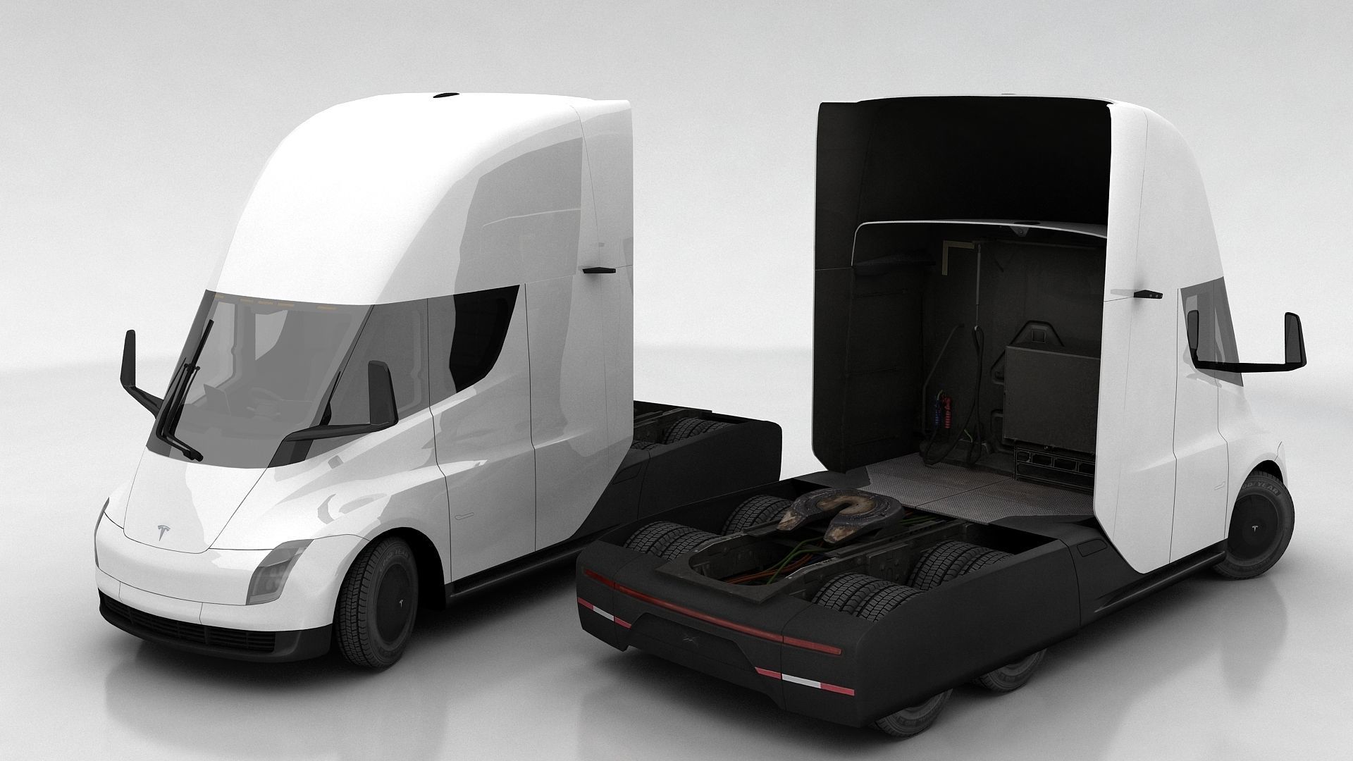 Tesla Semi Low-poly 3D model_5