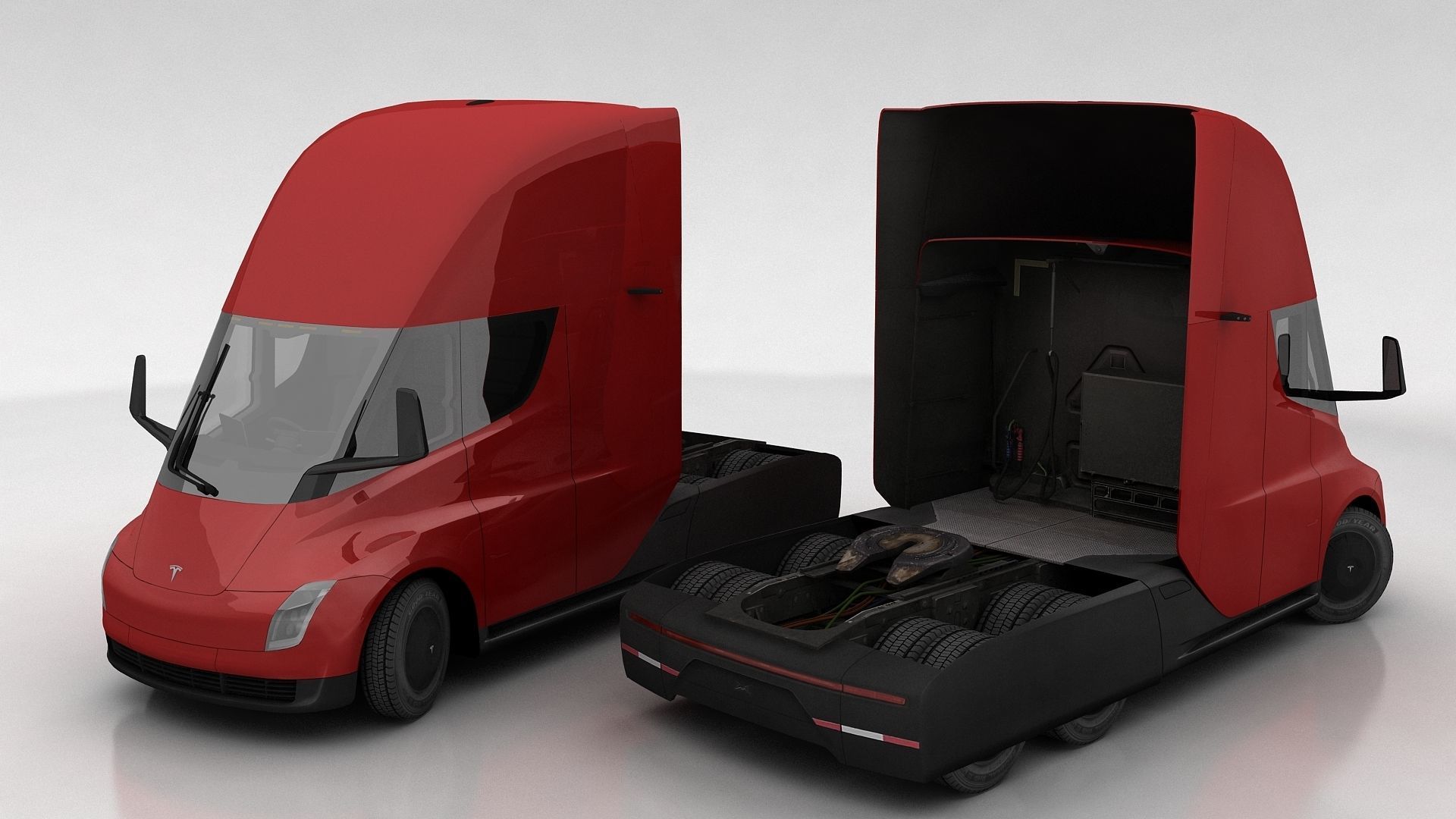 Tesla Semi Low-poly 3D model_2