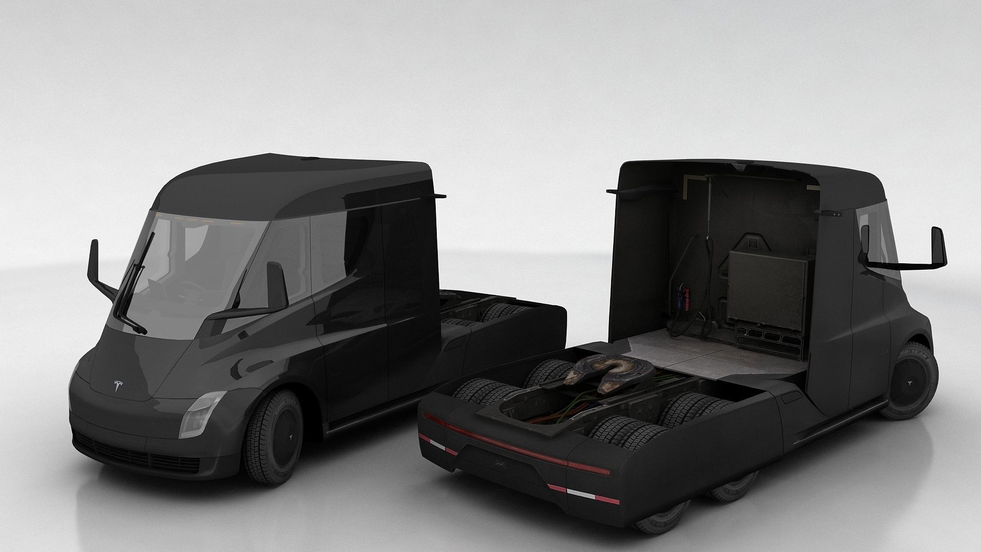 Tesla Semi Low-poly 3D model_13