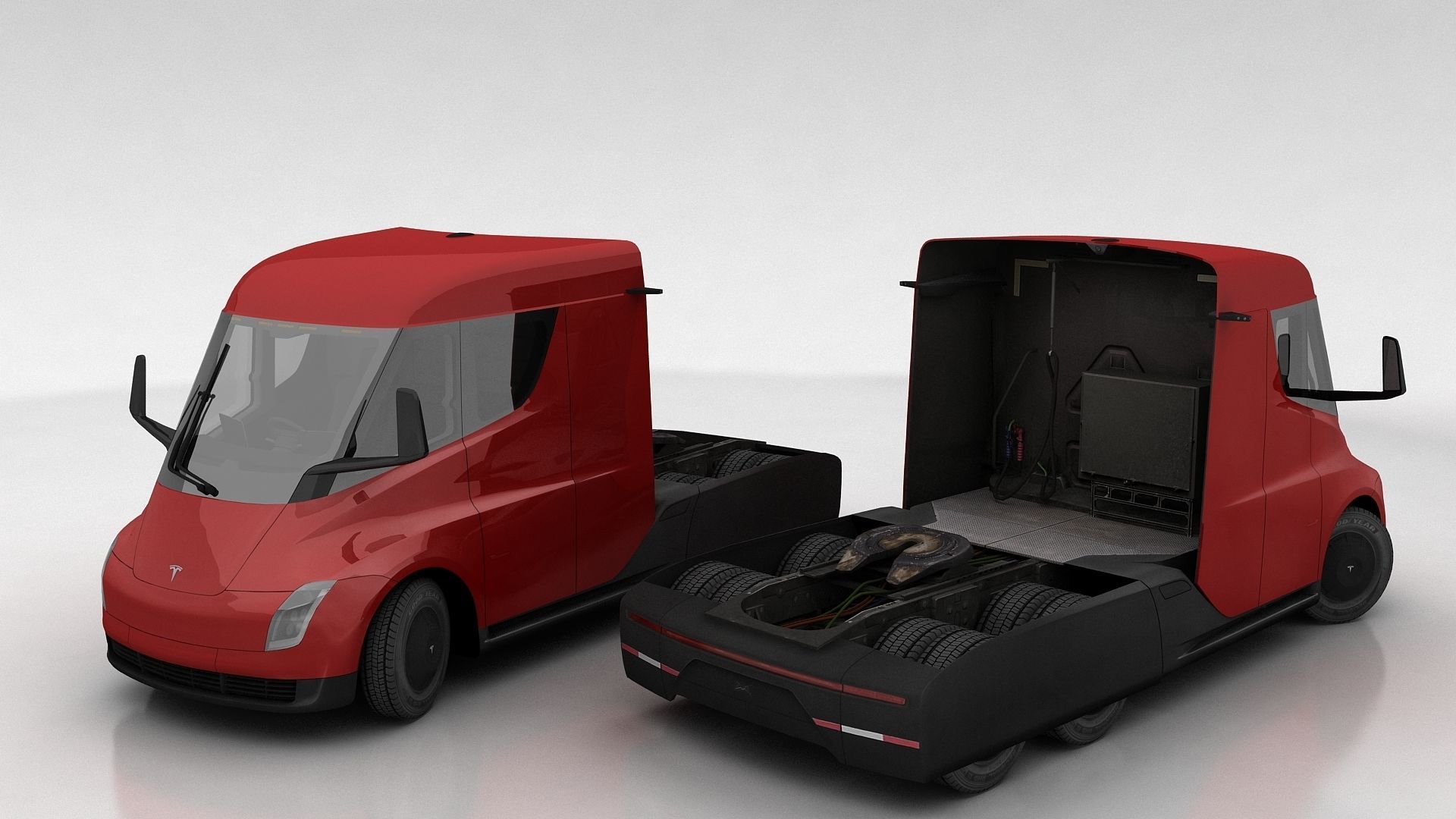 Tesla Semi Low-poly 3D model_9