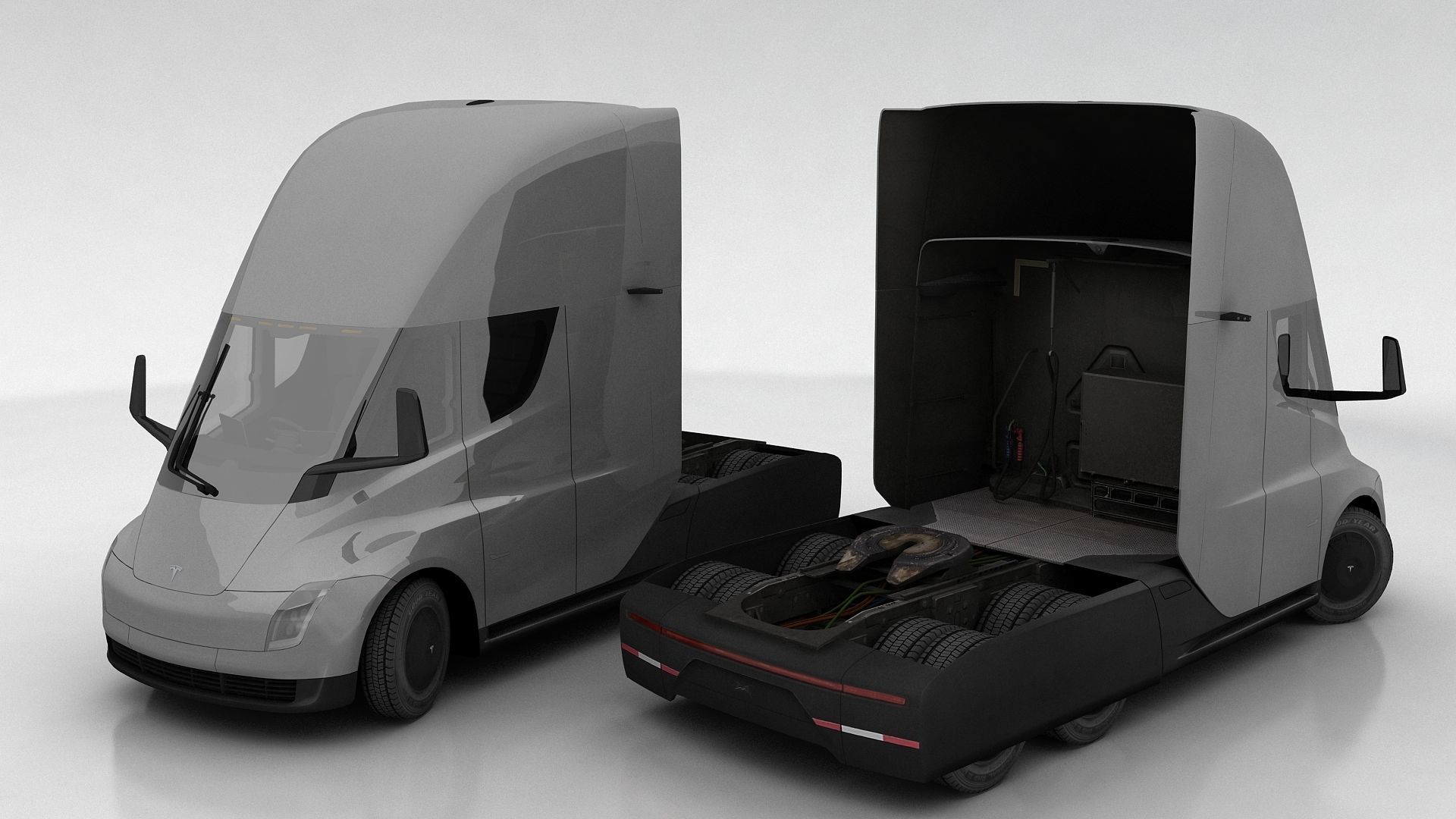 Tesla Semi Low-poly 3D model_3