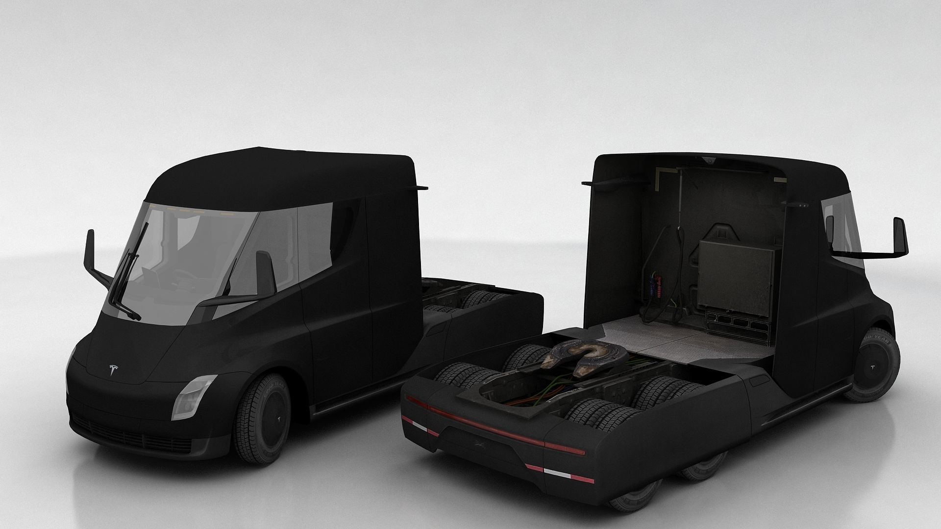 Tesla Semi Low-poly 3D model_14