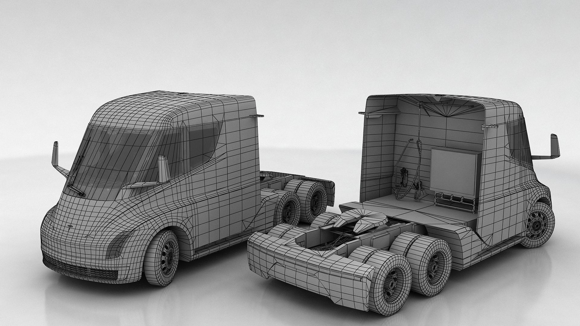 Tesla Semi Low-poly 3D model_17