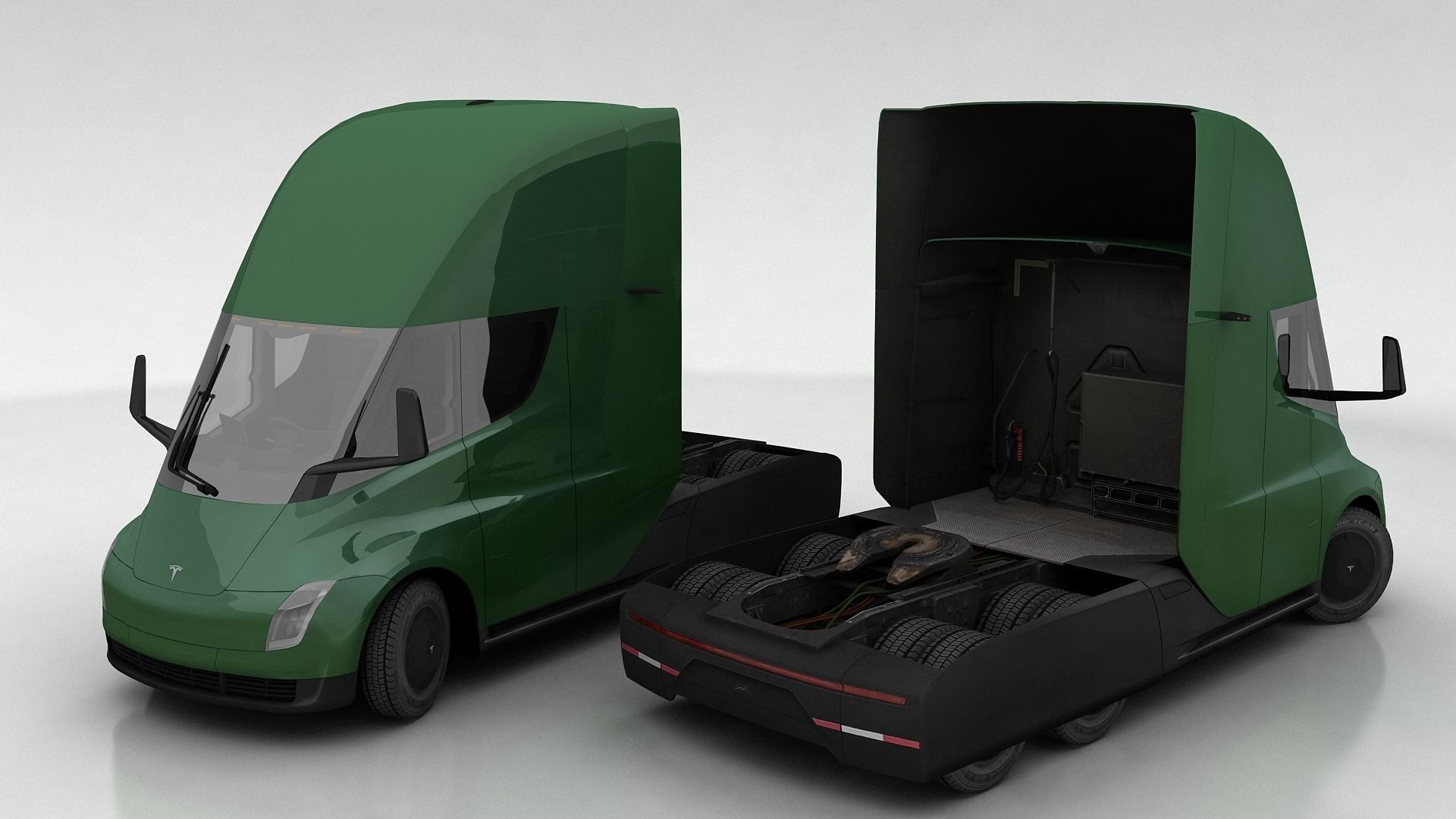 Tesla Semi Low-poly 3D model_1