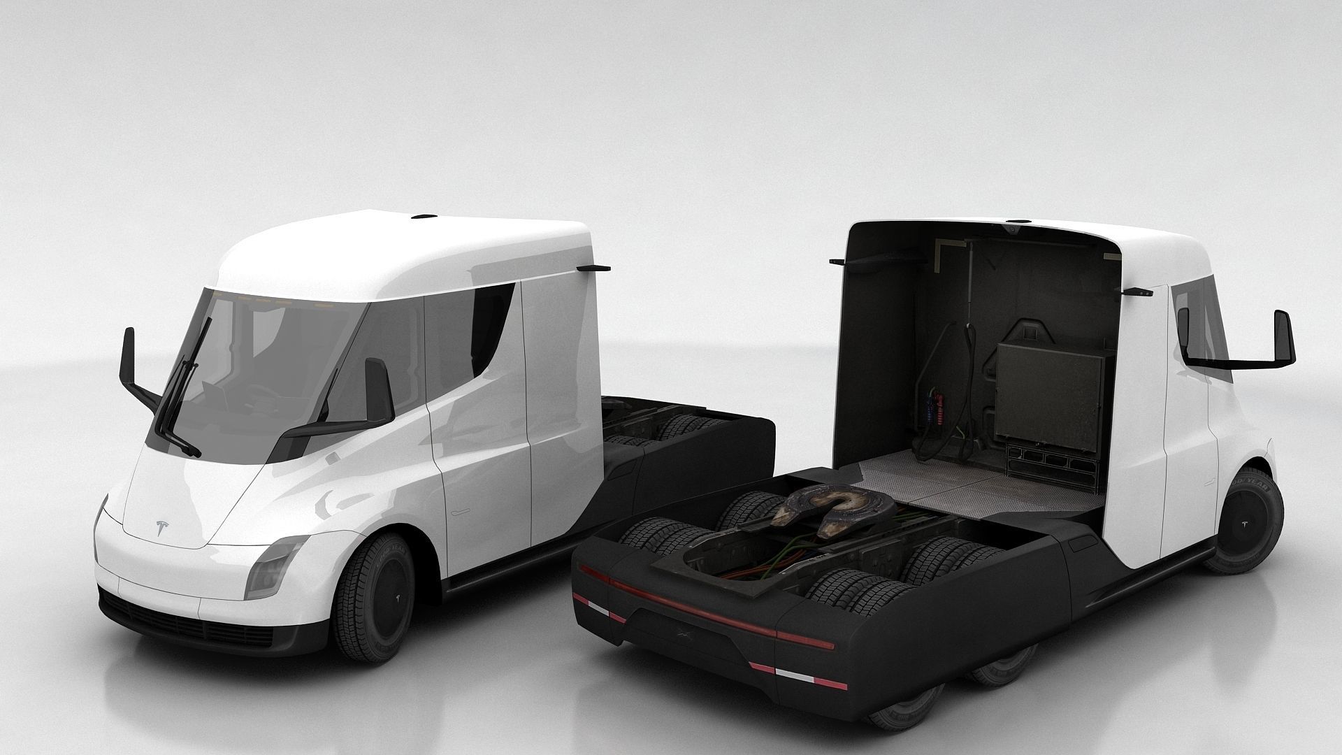 Tesla Semi Low-poly 3D model_12