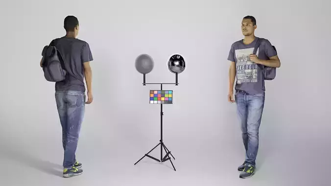 Young african american man with backpack walking 261