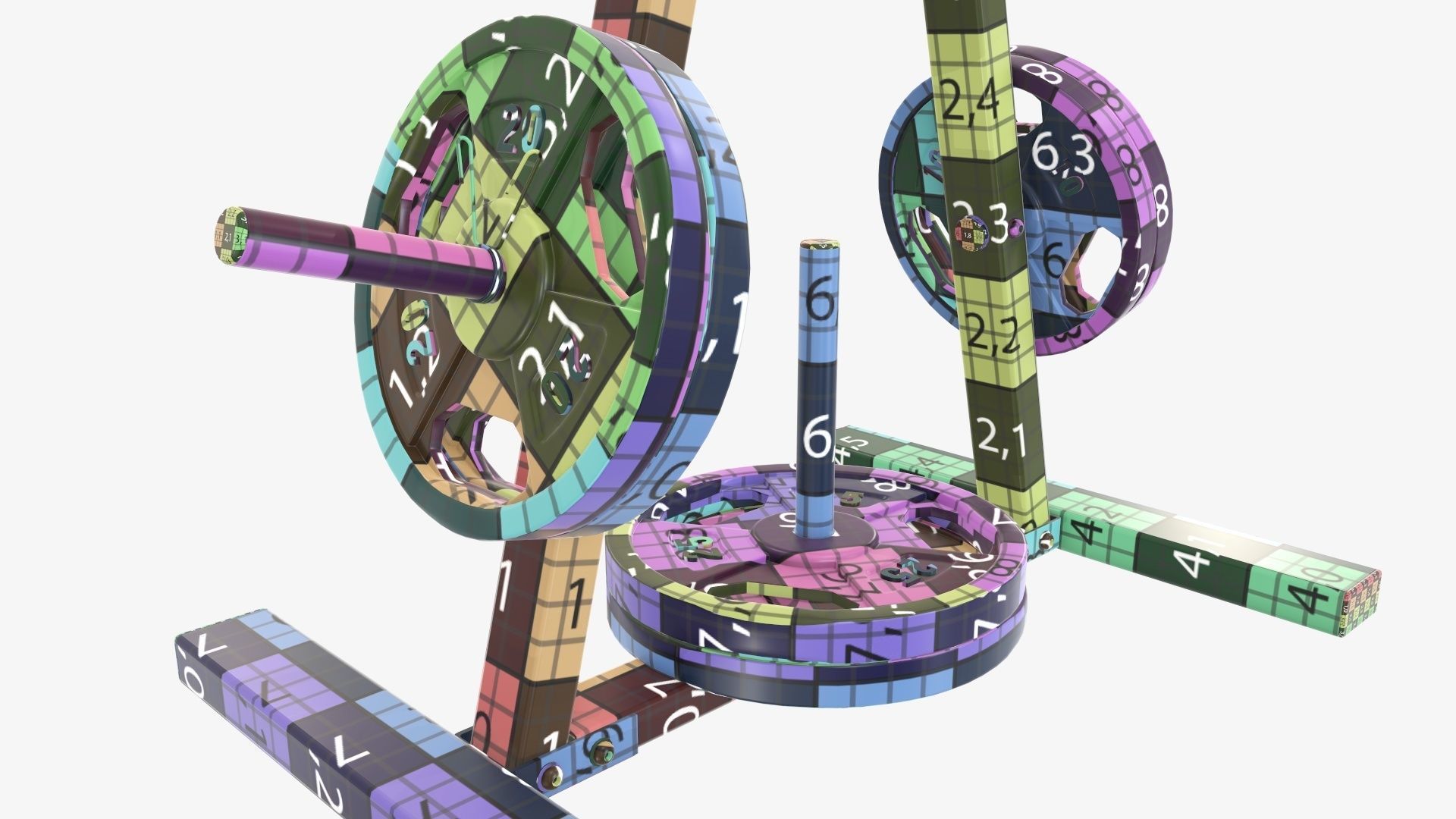 Weight plate storage rack 3D model_12